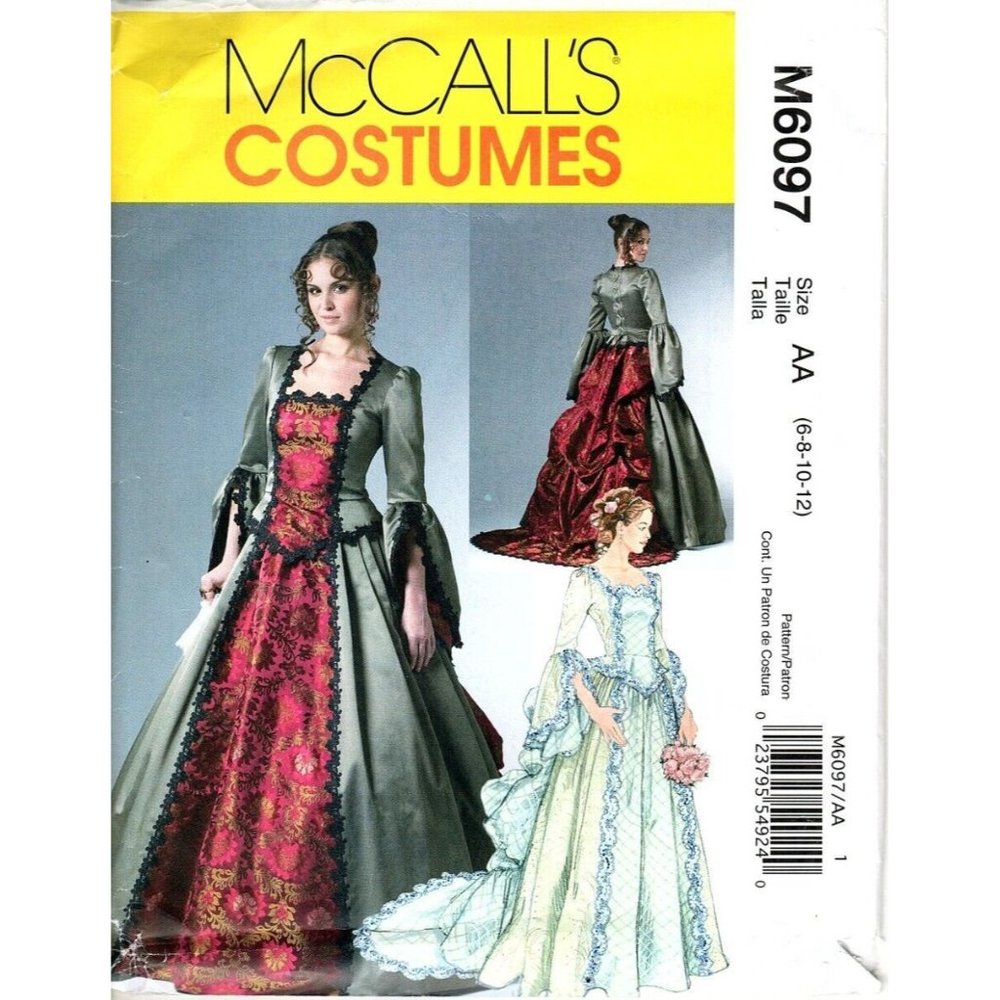 McCalls M6097 Misses 6 to 12 Historical Costume Renaissance Dress Pattern New